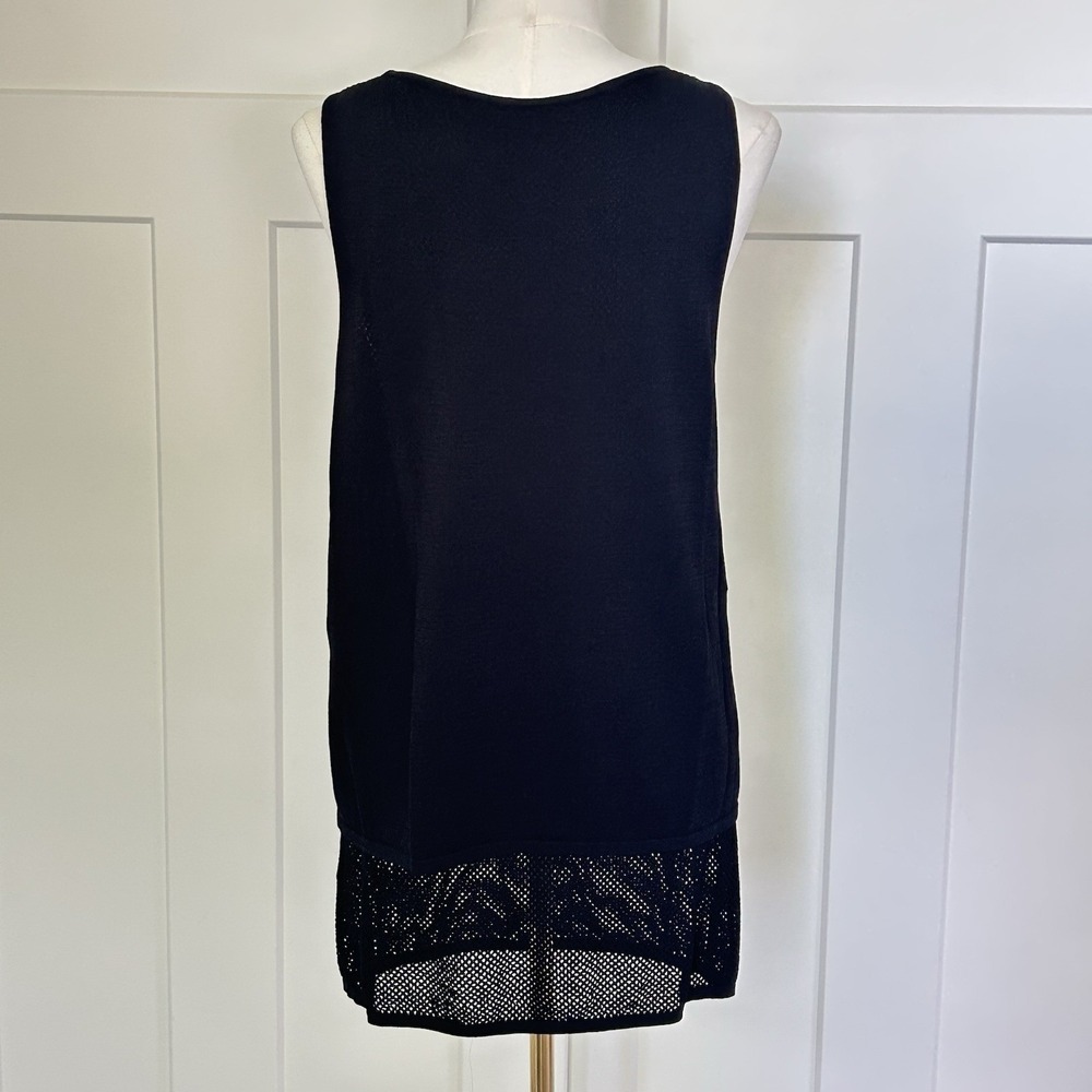 Kerisma Black Mesh Layered Tunic Tank Top M/L Viscose Nylon Sleeveless - Picture 4 of 11